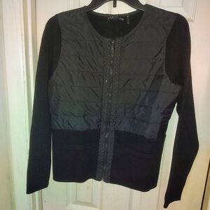 Metric Knits Black Cardigan Sweater Jacket Size Medium 45